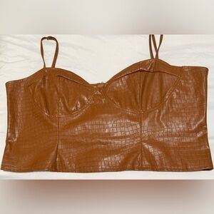 Size 22 Brown Croc-Embossed Bustier Top